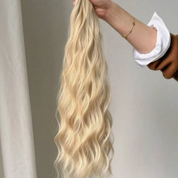 22 In Clip in light Blonde Water wave  Hair Extensions - Picture 8 of 10